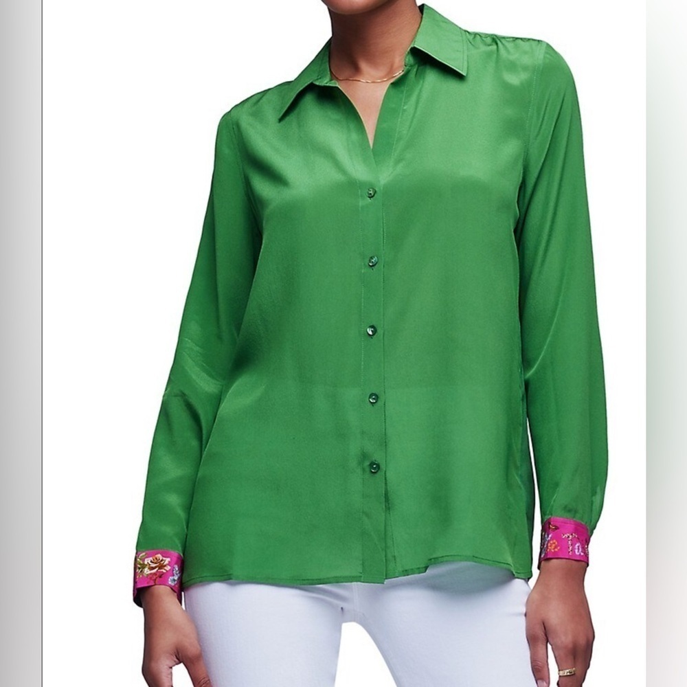 EUC L’Agence Gio Button Down Silk Shirt Size XL